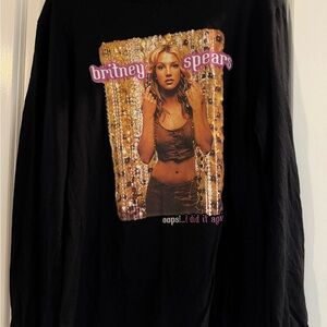 Black Graphic Long Sleeve Top